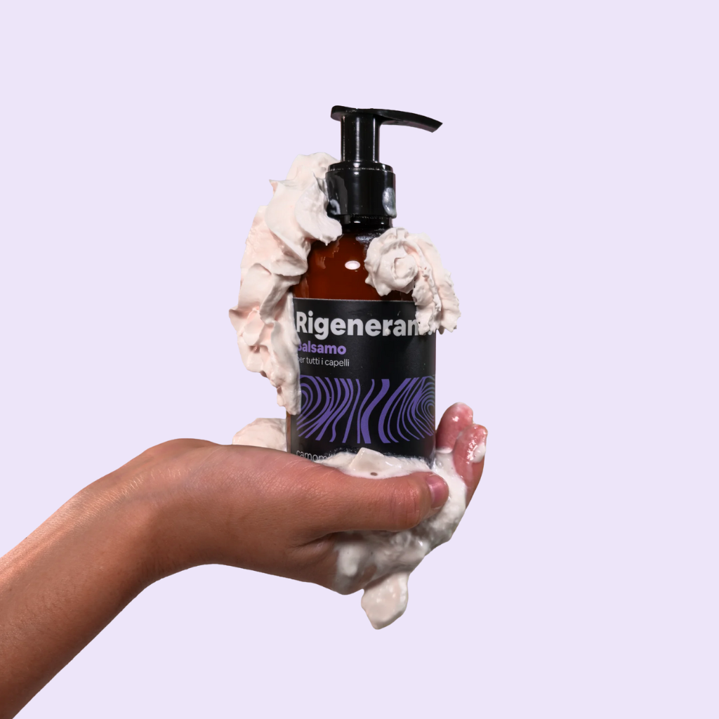 Flacone ambrato con pompa di balsamo