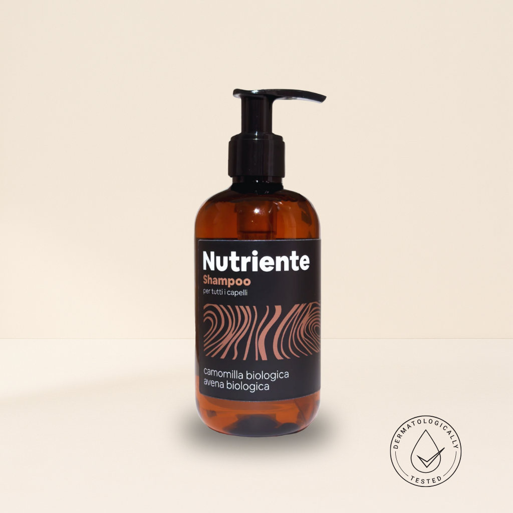 Flacone ambrato con pompa di shampoo