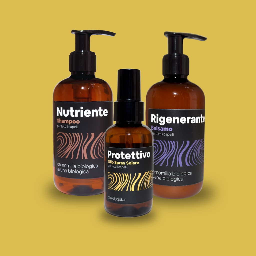 Set di tre prodotti haircare Originae per un kit essenziale Glow and Protect: uno shampoo